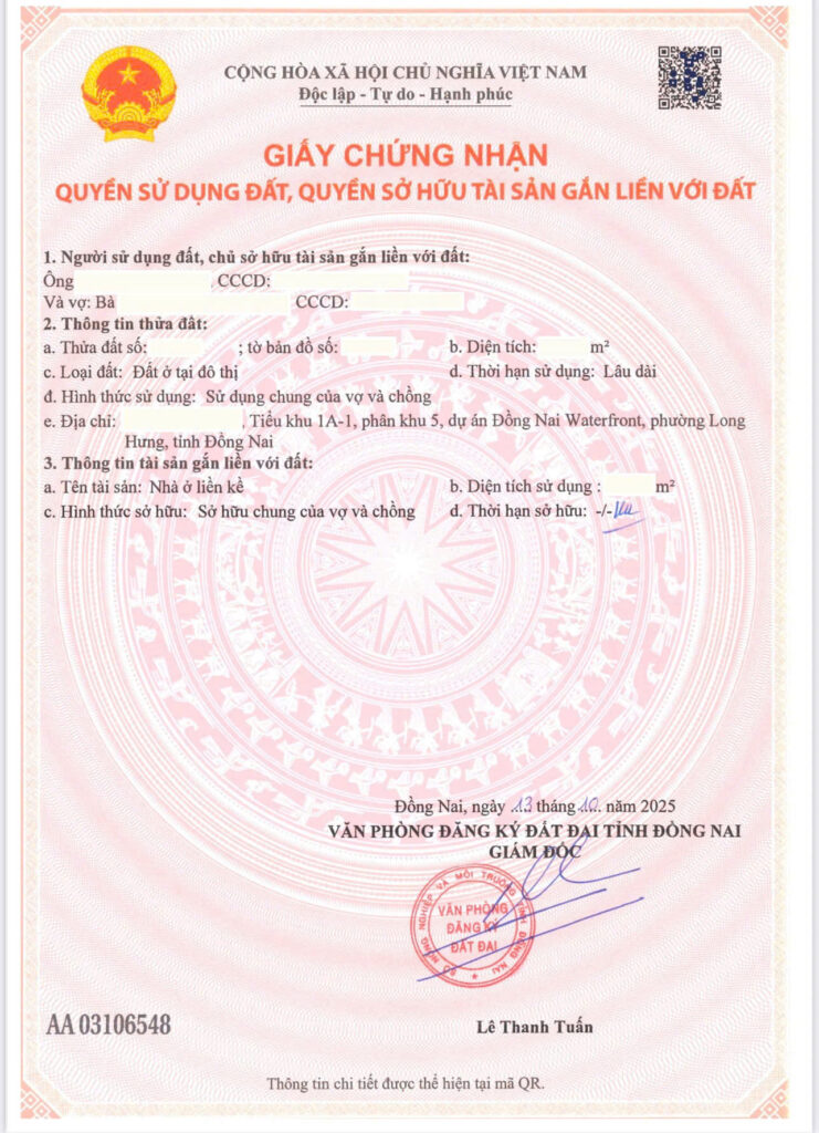 Sổ hồng nhà phố Izumi
